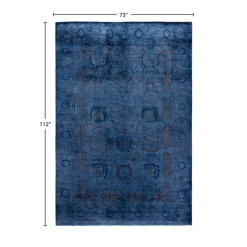 Overdyed One-of-a-Kind Hand-Knotted Area Rug - Blue - 6' 1" x 9' 4"