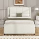 preview thumbnail 12 of 18, Upholstery platform bed with Headboard & Trundle, Pull Out Twin Platform Bed Underneath
