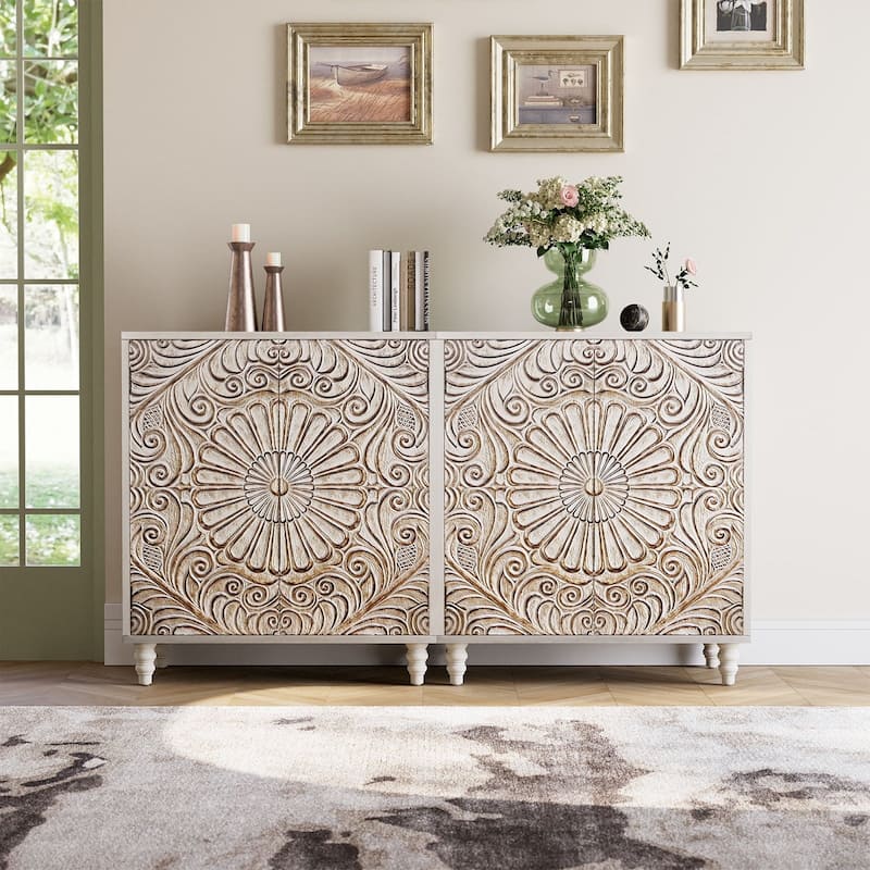 COSIEST Solid Wood Buffets and Sideboards Storage Cabinet