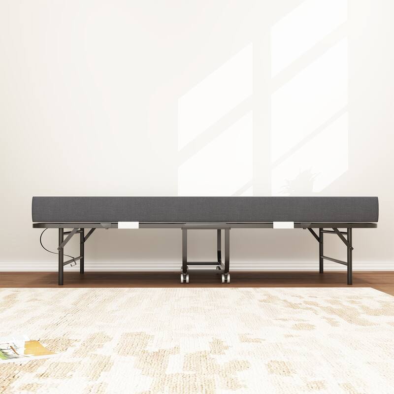 75" Inch Extra Long Folding Bed for Tall People, Heavy-Duty 450lbs Capacity Rollaway Guest Bed with 5" Memory Foam Mattress