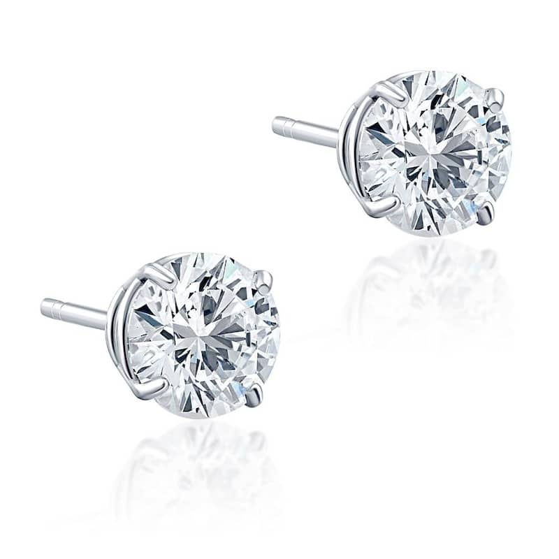 1 1/2Ct TW Diamond Studs in White or Yellow Gold Lab Grown