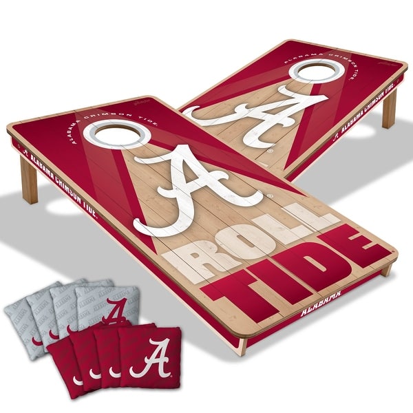 slide 2 of 7, Alabama Crimson Tide NCAA 2x4 Professional Cornhole Board Set Include Carrying Case