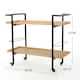 Gerard Modern Industrial 2-Tier Wood Bar Cart with Wheels by Christopher Knight Home - 38.00" W x 16.10" D x 33.00" H