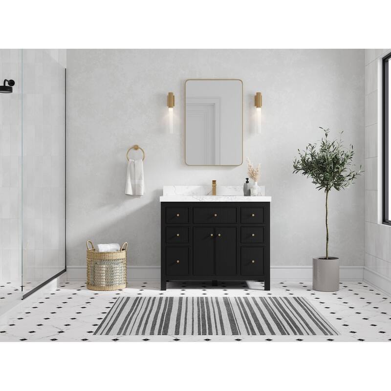 Willow Collections 42 in W x 22 in D Sonoma Free Standing Reeded Single Sink Bathroom Vanity with Countertop