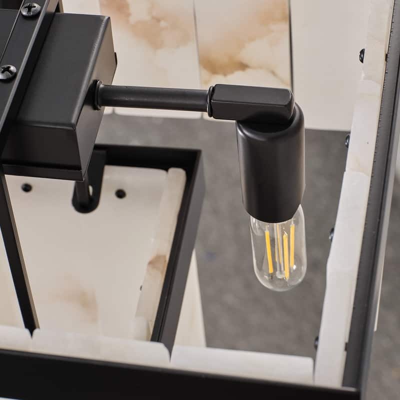 Elegant layered alabaster chandelier with natural stone panels