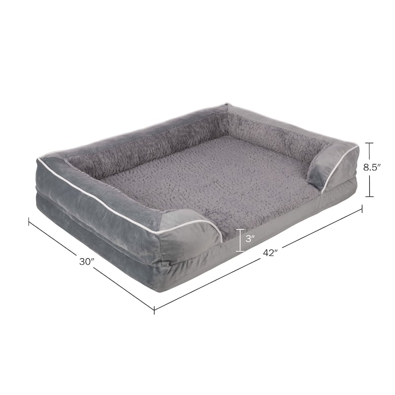 PETMAKER Orthopedic Dog Bed with Bolster and Removable Washable Cover