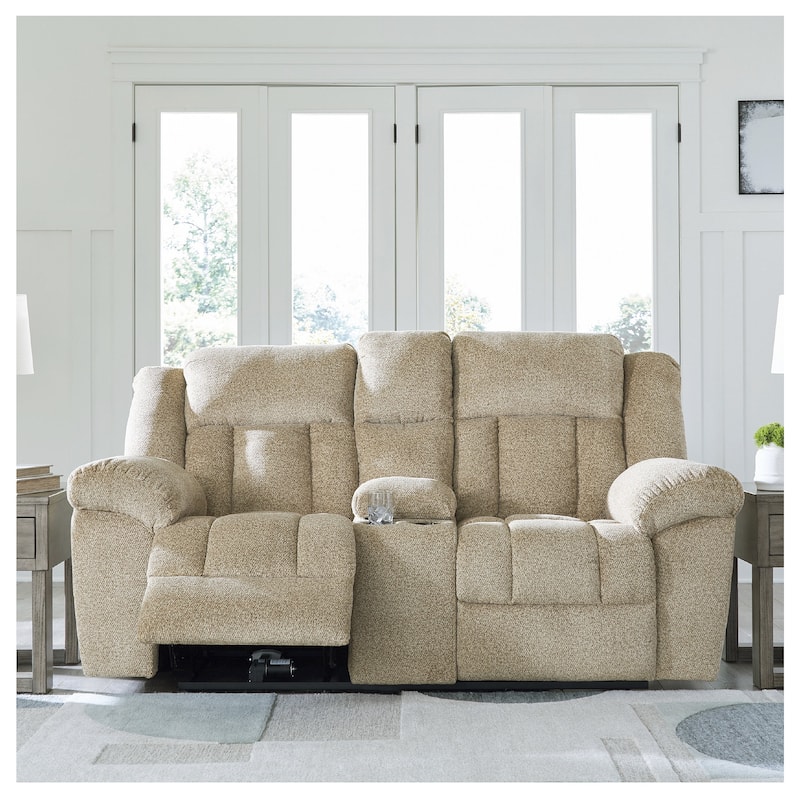 Signature Design by Ashley Tip-Off Power Reclining Loveseat - 80"W x 42"D x 45"H - Beige