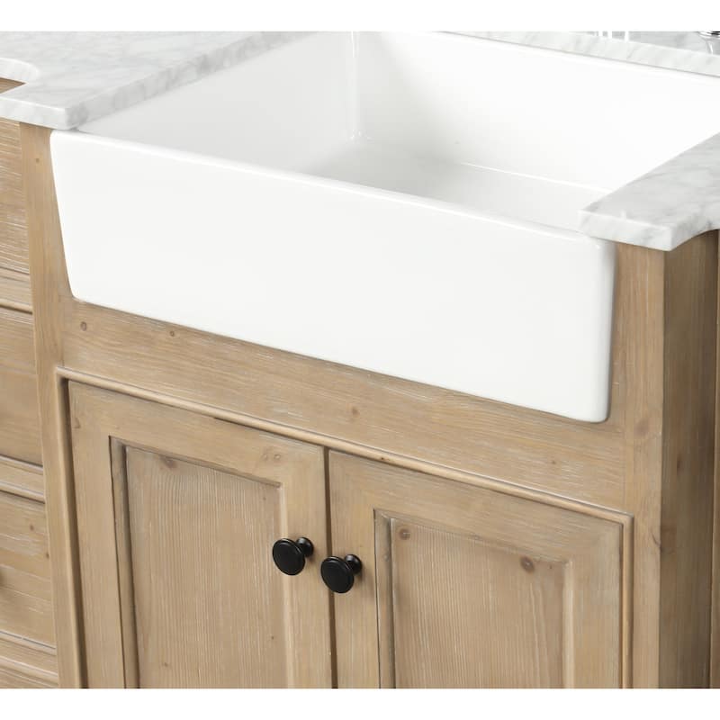 Ari Bath, Kelly 48" Bathroom Vanity, Weathered Fir Finish, Italian Carrara Marble - 48