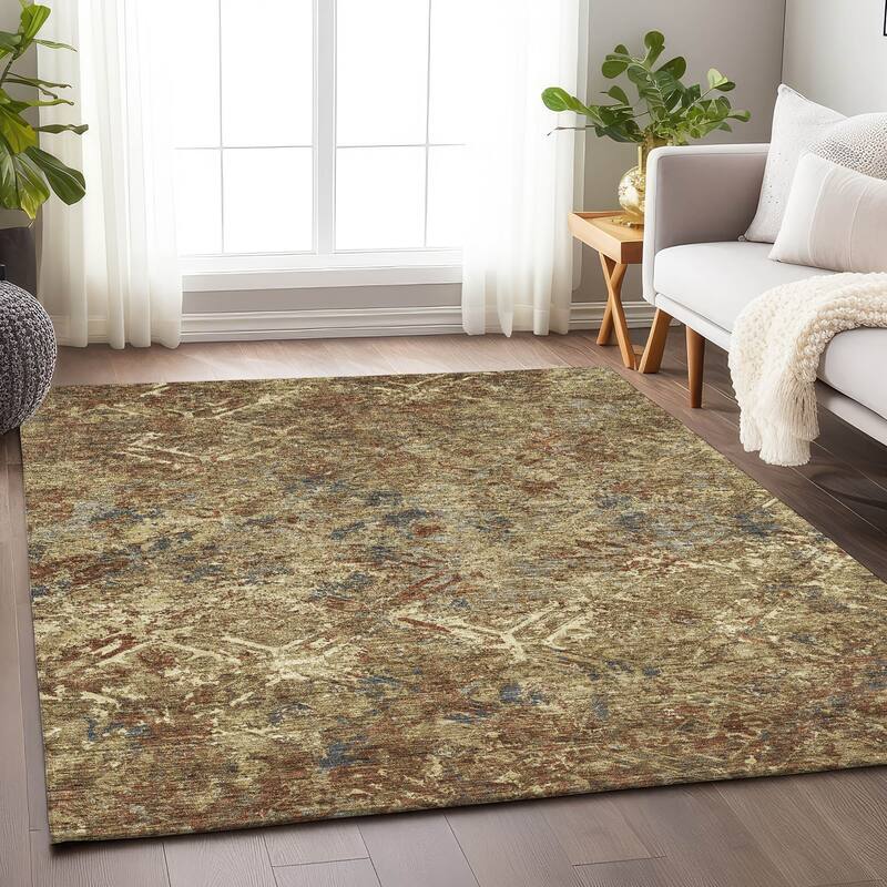 Premium Washable Super Soft Trellis Distressed Mayfield Rug - Brown - 3' x 5' - Rectangle