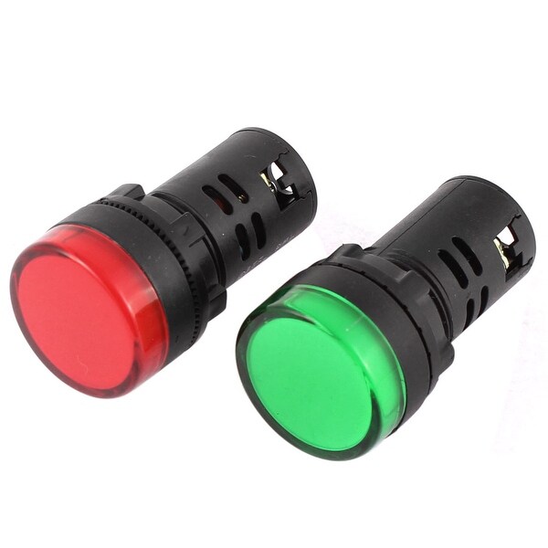 AC 220V Red Green Circuit LED Indicator Pilot Signal Light Lamp 2Pcs Red Green