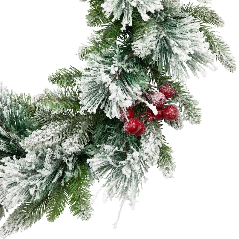 Flocked Calloway Fir with Berries Artificial Christmas Wreath - 24" - Unlit