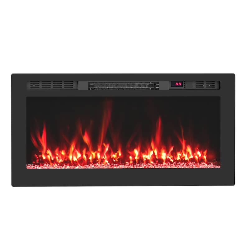 Modern Wall Mounted Electric Fireplace with Remote and APP Control 12 Flame Colors Timer Settings - 36-Inch