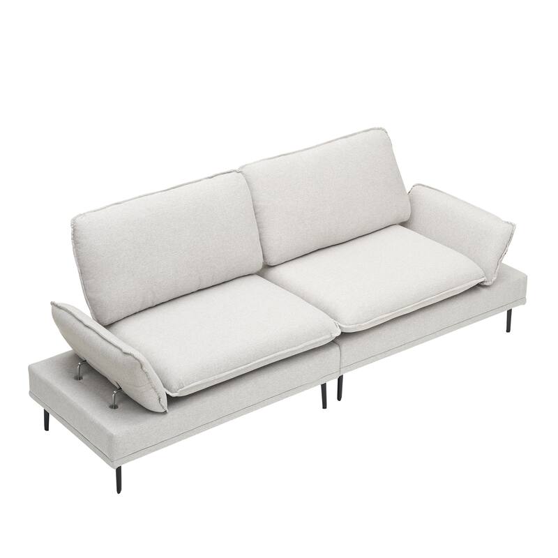89-Inch Light Grey Polyester Blend Sofa with Easy Assembly and Comfort Features
