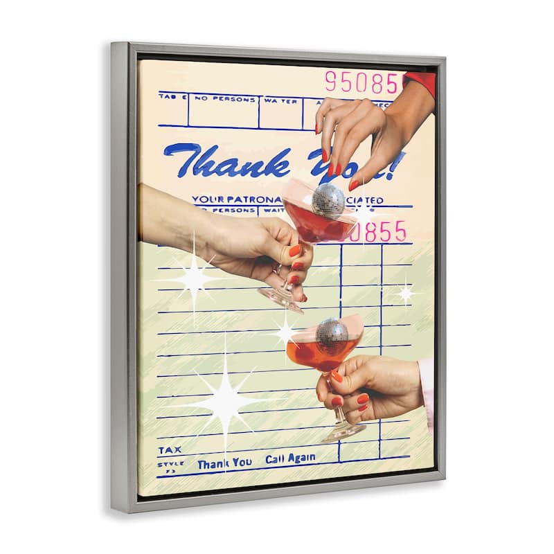 Stupell Drink Cheers Restaurant Check Framed Floater Canvas Wall Art Design By Lil' Rue