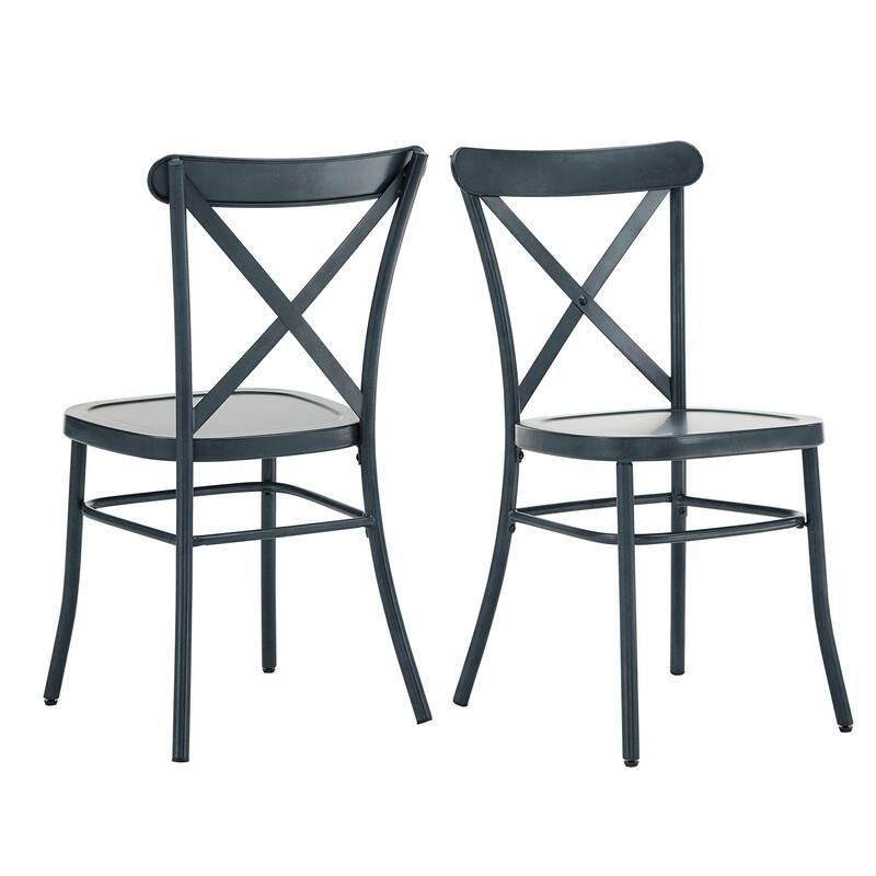 Pompey Metal Dining Chairs (Set of 2) by iNSPIRE Q Classic - Antique Dark Denim Blue