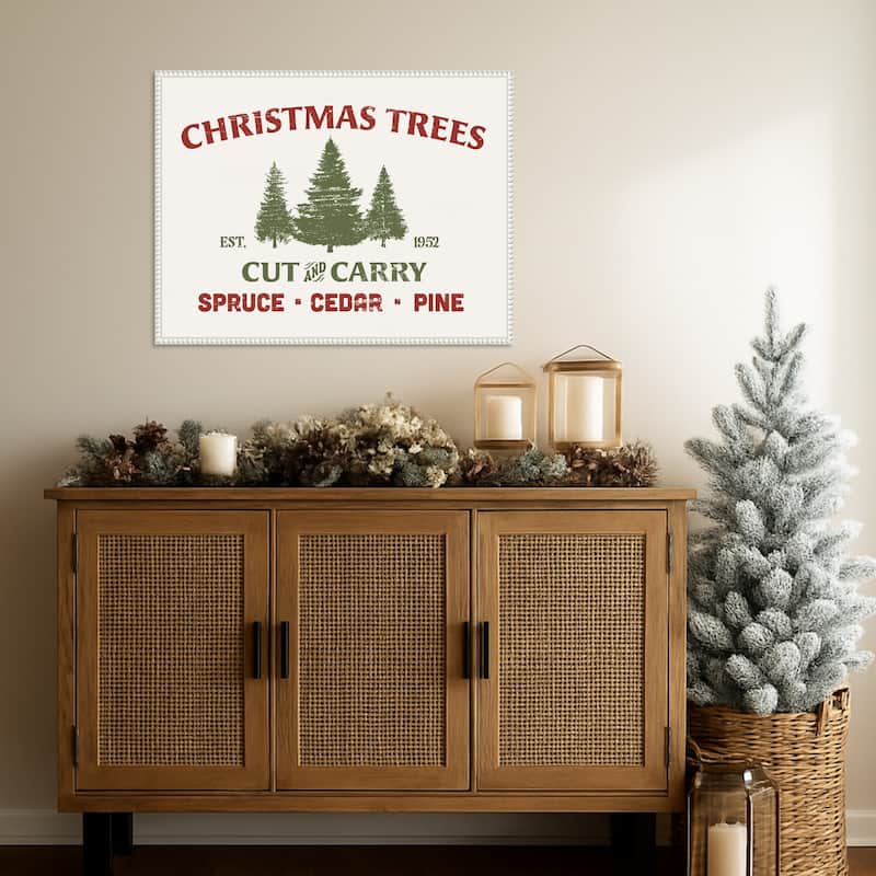 Christmas Farm Sign I by Victoria Barnes Framed Canvas Wall Art Print