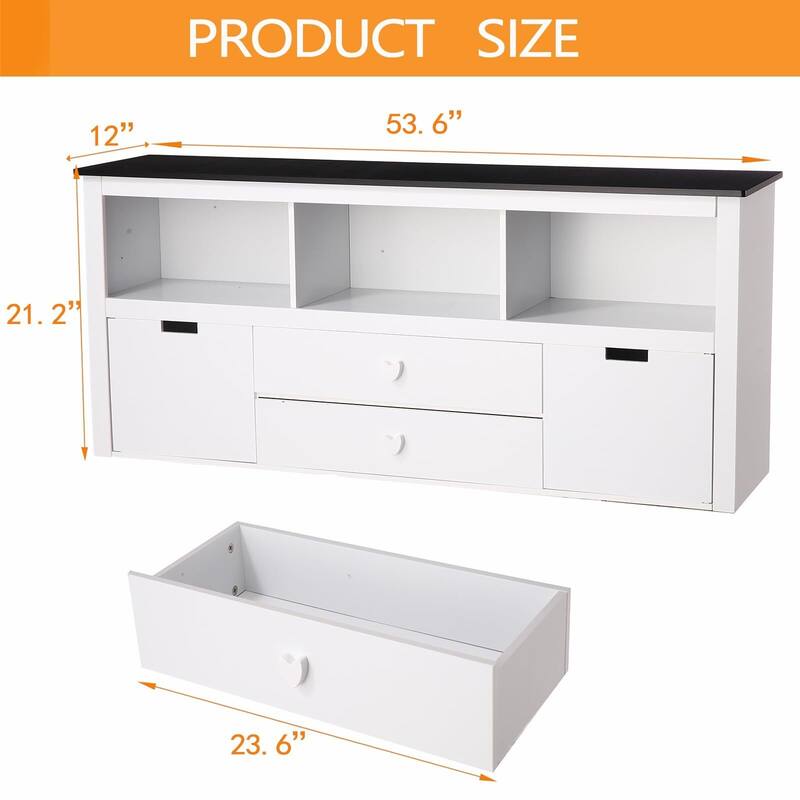 Wooden Toy Organizer Bins with Movable Drawers & Blackboard Top Kids Bookshelf