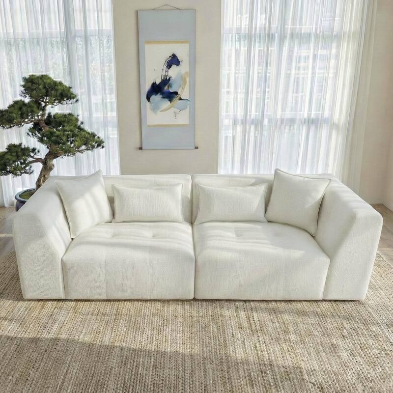 Newport Minimalist Boucle Sofa with Soft Cushions and Chic Design