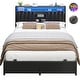 preview thumbnail 5 of 67, Upholstered Bed Frame with Storage Shelving, Platform Beds with Charge Station and LED Lights