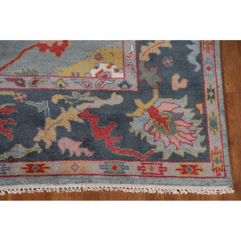 Indian Oushak Oriental Area Rug Hand-Knotted Wool Carpet - 8'2"x 9'9"