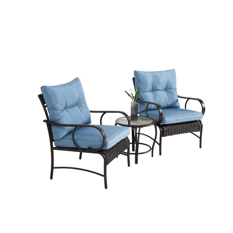 3 Pieces Patio Set Outdoor Wicker Furniture Sets