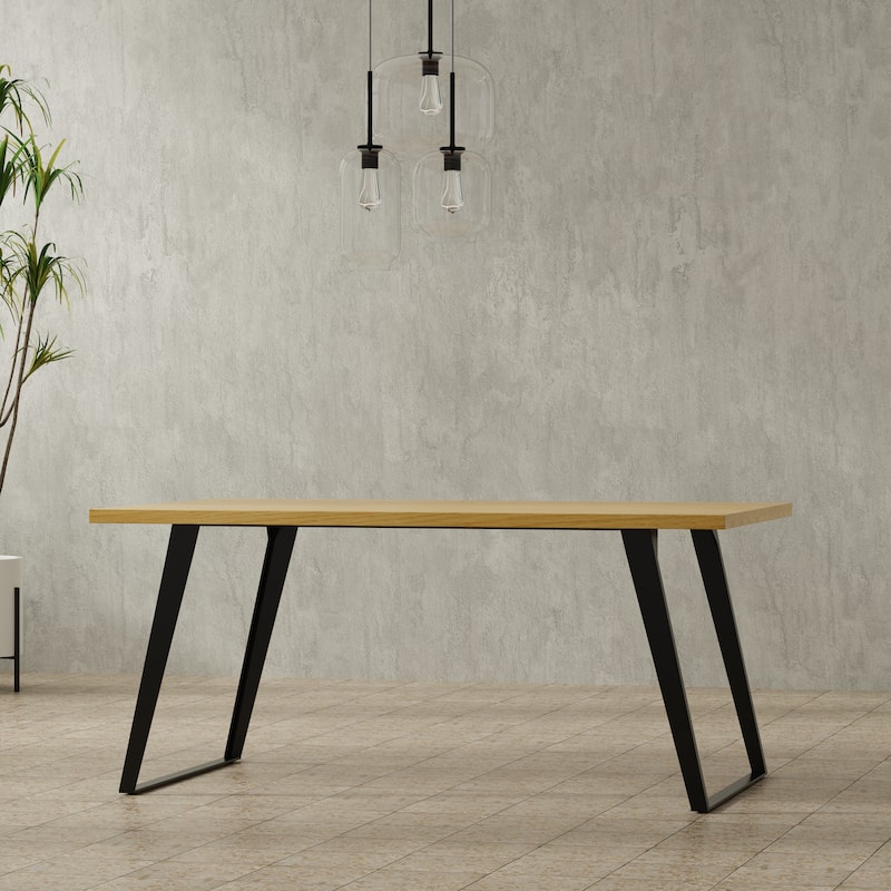 WyndenHall Mitchell 66 inch x 40 inch Rectangle Modern Industrial Dining Table - 66 inches wide - Oak Veneer