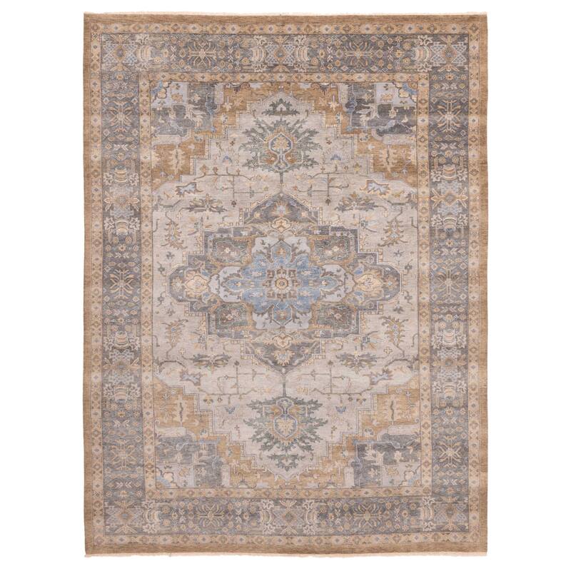 ECARPETGALLERY Hand-knotted Jules Sultane Light Grey Wool Rug - 10'0 x 13'10