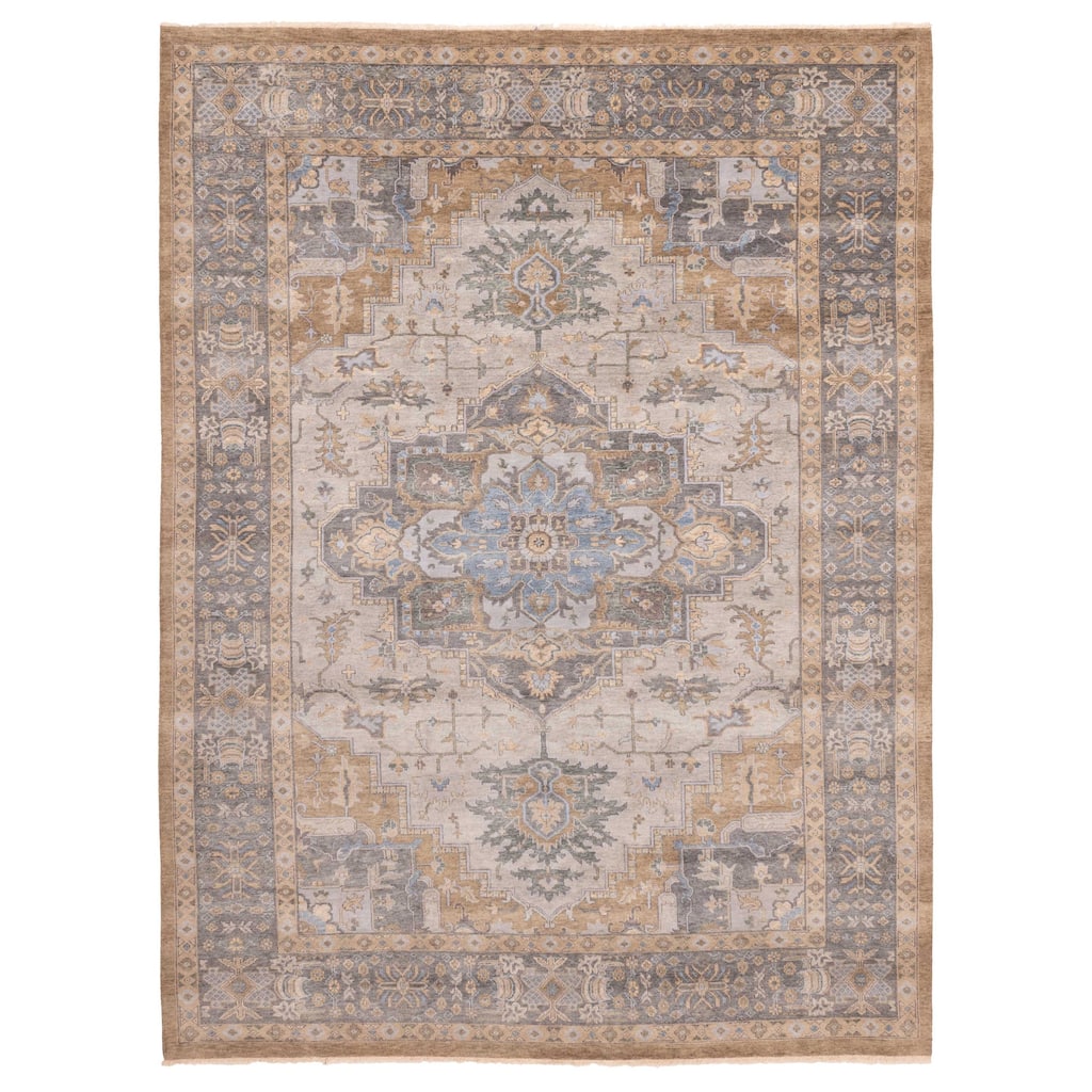 ECARPETGALLERY Hand-knotted Jules Sultane Light Grey Wool Rug - 10'0 x 13'10