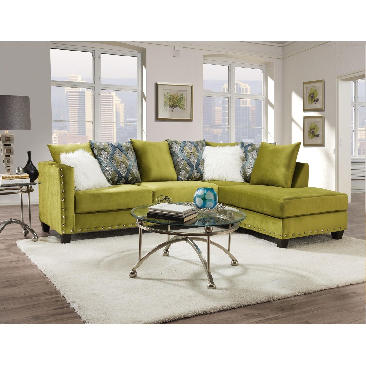 SofaTrendz Degas Kiwi Green Right facing Sectional Sofa Bed Bath Beyond 31268035
