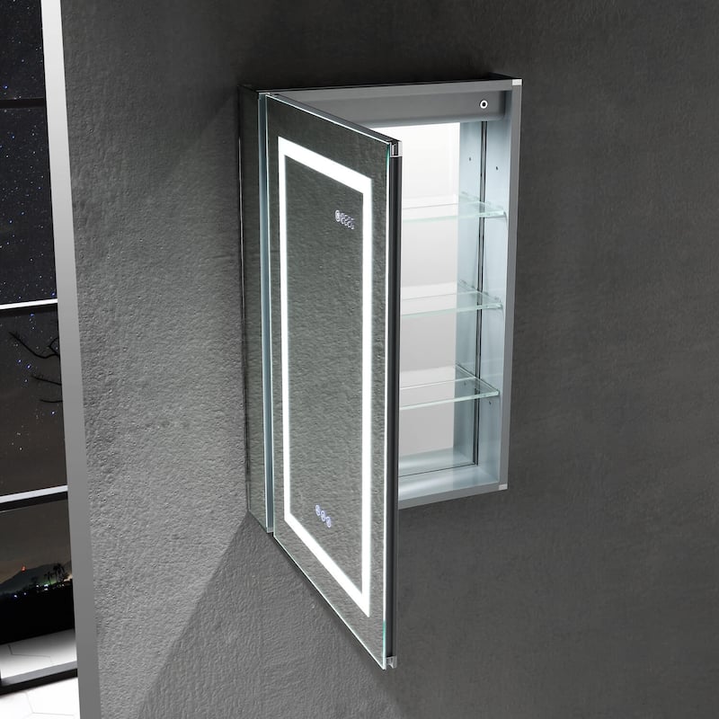 LED Medicine Cabinet with Amplified Mirror and Defogger