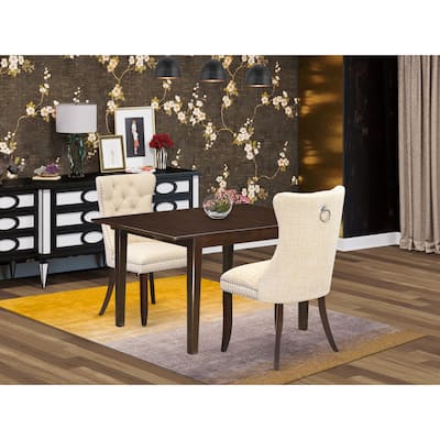 East West Furniture Kitchen Table Set Contains a Rectangle Dining Table and Padded Chairs, Mahogany (Pieces Options)