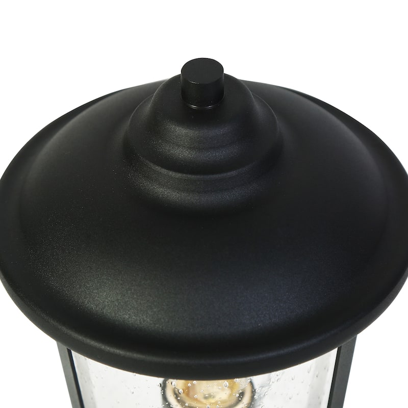 Modern Black Seeded Glass Farmhouse Cylinder Outdoor Post Lights for Garage Porch - L 6.6"* W 6.6"* H 11.8"