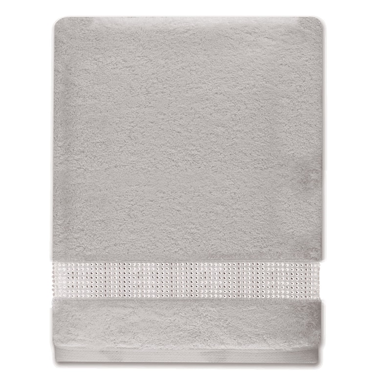 Sparkles Home Stripe Rhinestone Bath Towel - Gray