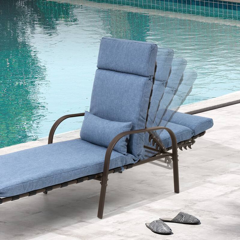 Pellebant 2PCS Adjustable Outdoor Chaise Lounge Chairs with Cushion and Pillow