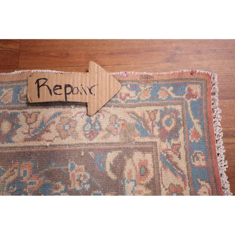 Traditional Pink Mashad Persian Vintage Rug Hand-Knotted Wool Carpet - 9'4"x 12'0"