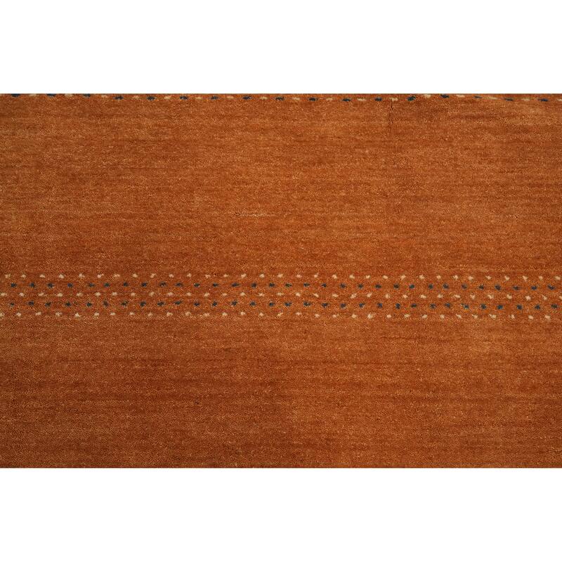 Hand Knotted Oriental 100% Wool Carpet Tribal Animal Pictorial Oranges & Rust Gabbeh Area Rug - 7' 11'' X 7' 10''
