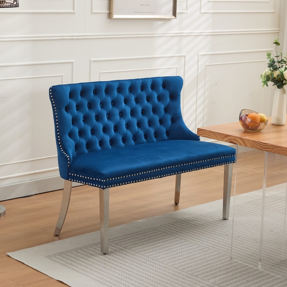 2-Seat Tufted Bench w/Handmade Buttons