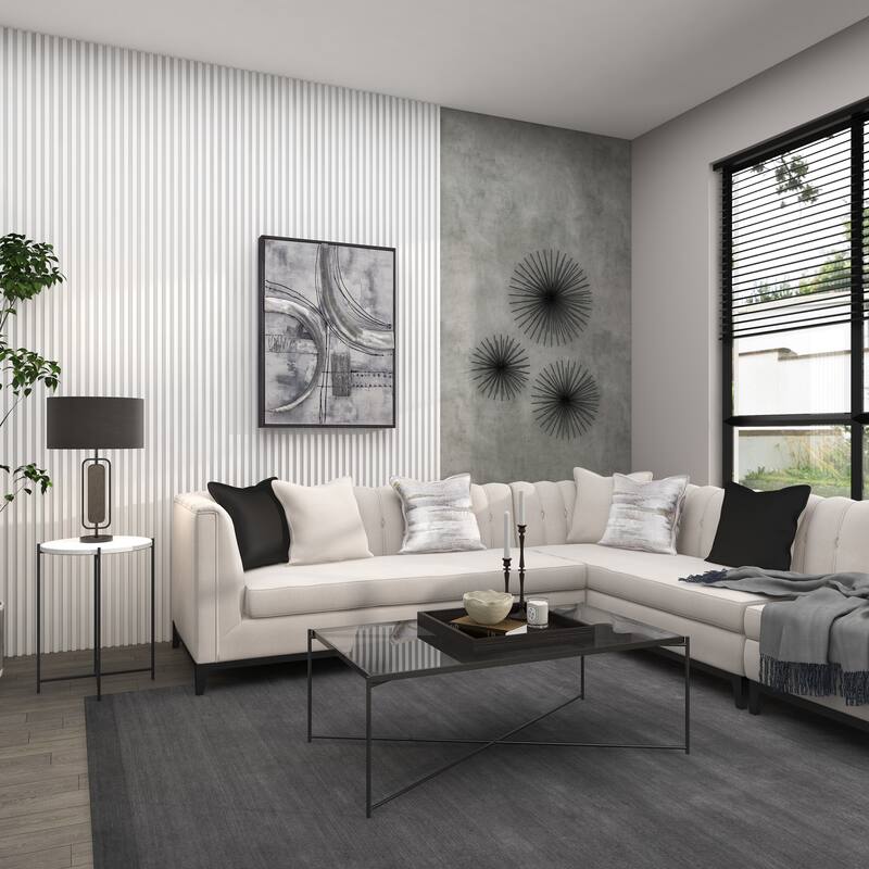 Black Terrazzo Stone Accent Table with Marble Top