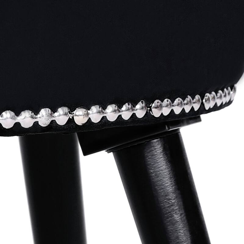 VEIKOUS Makeup Vanity Stool Chair with Low Back and Wood Legs-17.3" x 15.7" x 25.1"