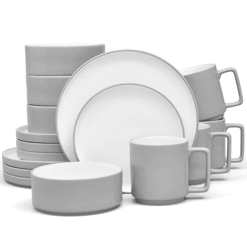 Noritake Colortex Stone 16-Piece Stax Dinnerware Set, Service For 4 - 16-Piece - Grey