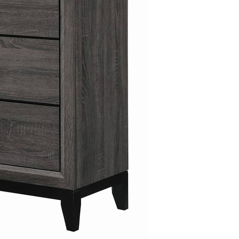 Transitional Wooden Dresser with 6 Spacious Drawers, Gray and Black