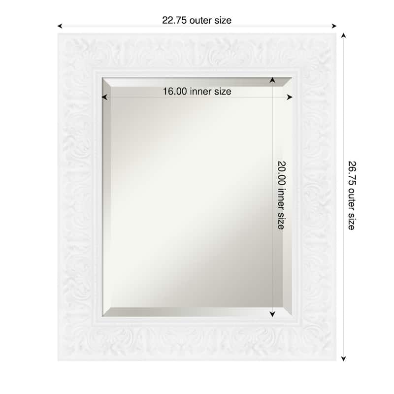 Luxe Beveled Framed Bathroom Vanity Wall Mirror - 23 x 27 in - Luxe White