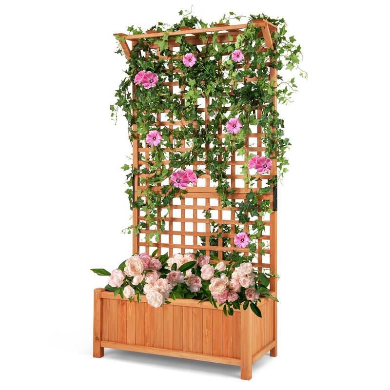 Raised Garden Bed Planter Box Climbing Plants Container with Trellis On Sale Bed Bath