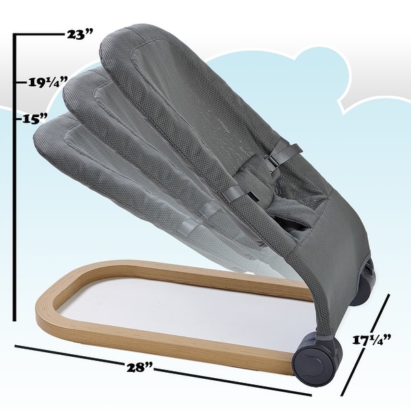 dimension image slide 1 of 2, Giggle Bounce Deluxe Folding Baby Bouncer Seat and Lounger