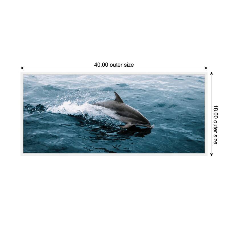 Kate and Laurel Sylvie Dolphin Skipping along in the Ocean Framed Canvas by Michael Schauer
