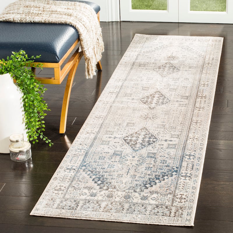 SAFAVIEH Vintage Boho Persian Vibeke Oriental Polyester Rug with - 2'2" x 8' Runner - Grey/Blue