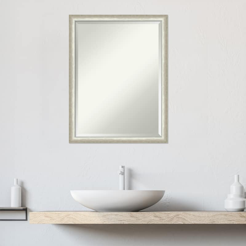 Two Tone Beveled Wood Framed Bathroom Vanity Wall Mirror
