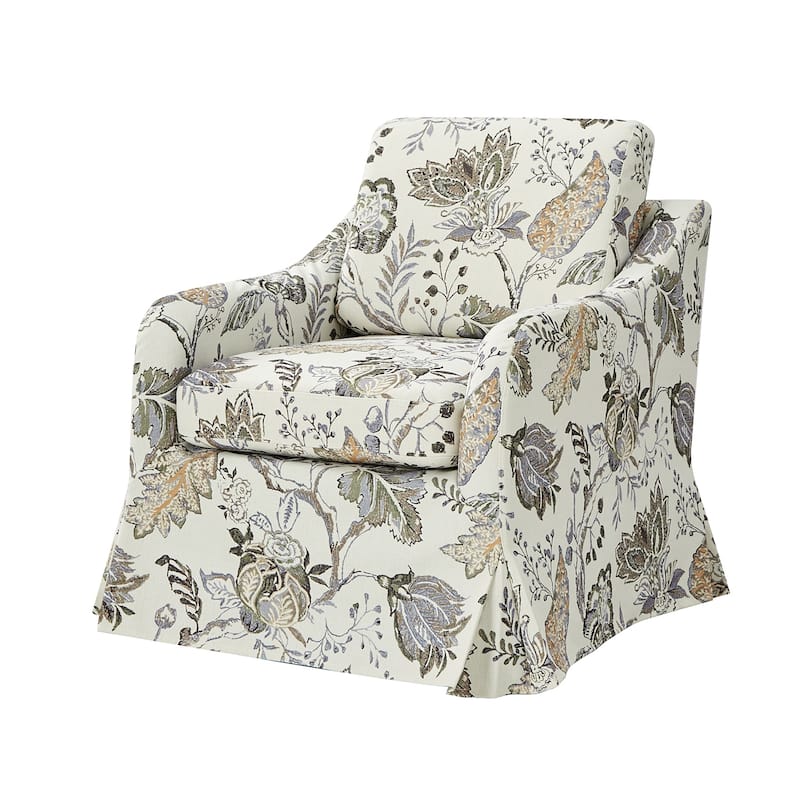 Alois Floral Slipcover Swivel Accent Chair with Removable Cushion by HULALA HOME