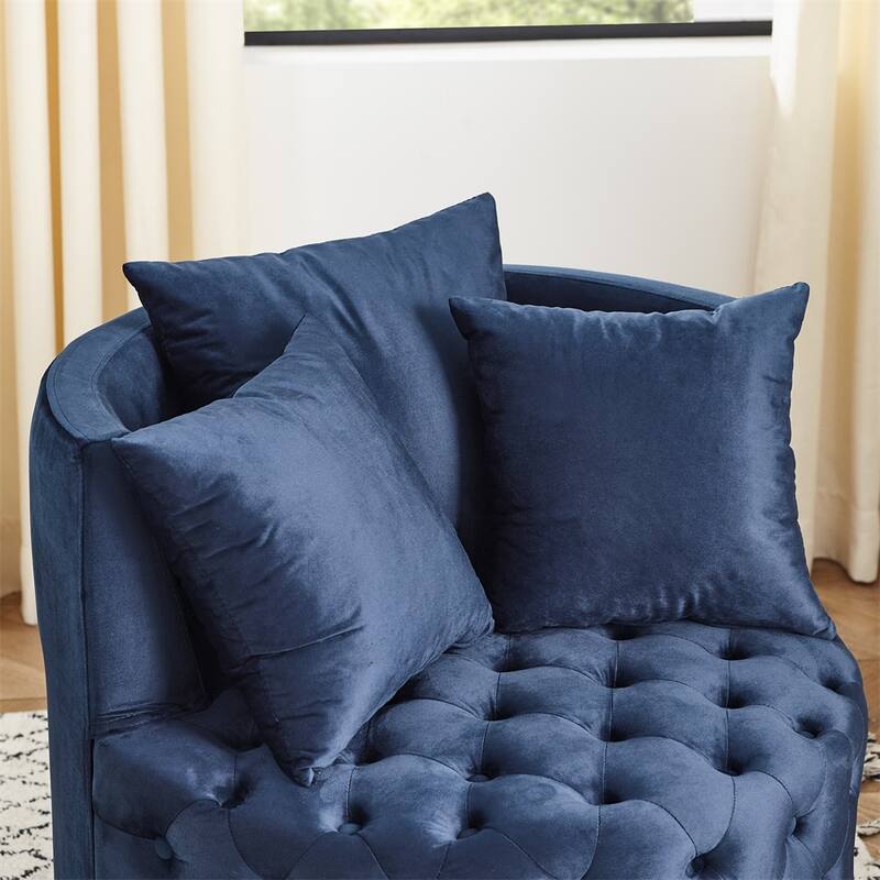 Velvet Upholstered Swivel Chair for Living Room,w/Button Tufted Design