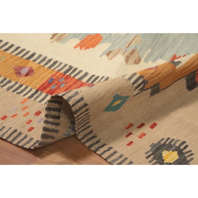 Hand Woven Southwestern Wool Multi-Colored Geometric Area Rug - 8' 0'' X 5' 0''